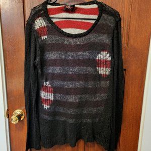 Royal Bones Tattered Red / White / Black Sweater